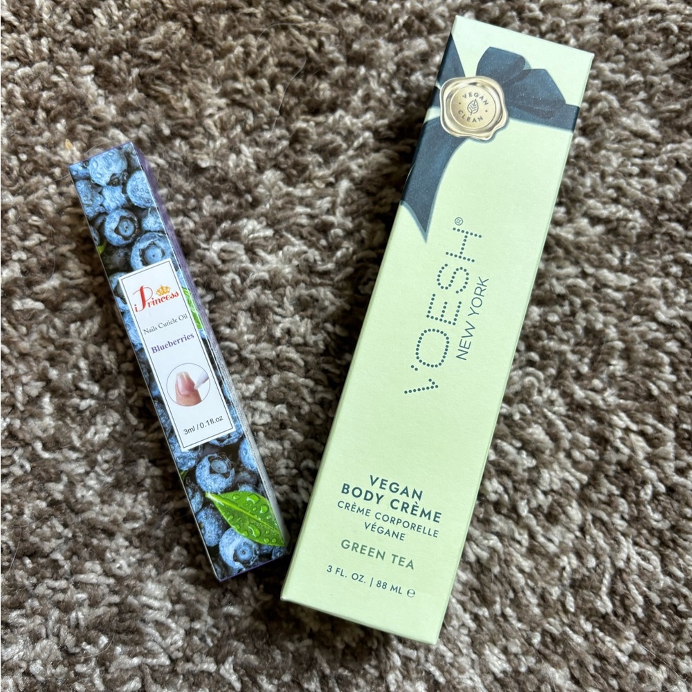 Green Tea Vegan Body Crème and Blueberry Nail Cuticle Oil -NWT